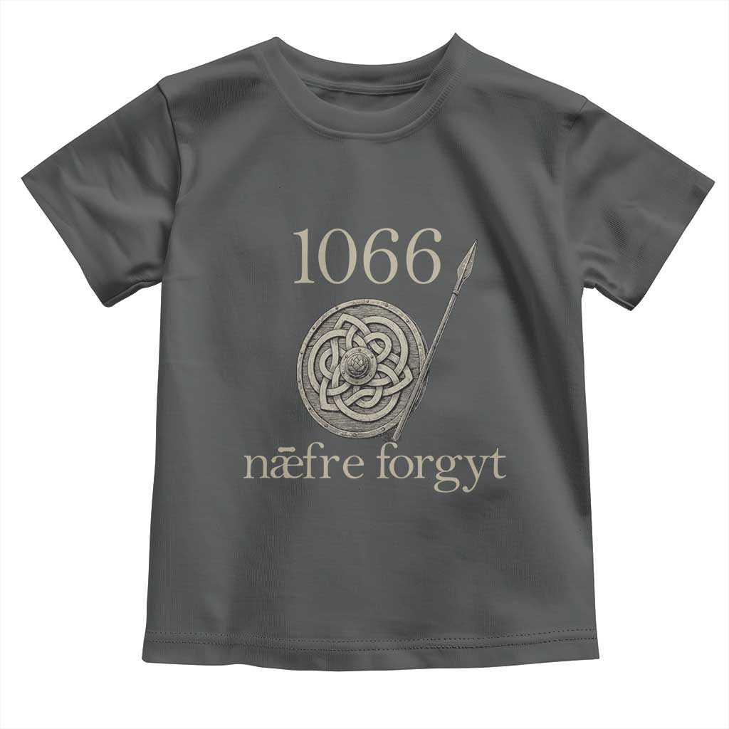 1066 Never Forget Toddler T Shirt Battle of Hastings Old English Anglo Saxon Warrior Medieval Shield TS02 Dark Heather Print Your Wear