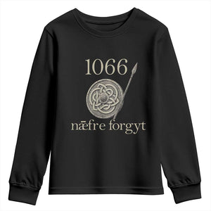 1066 Never Forget Youth Sweatshirt Battle of Hastings Old English Anglo Saxon Warrior Medieval Shield TS02 Black Print Your Wear