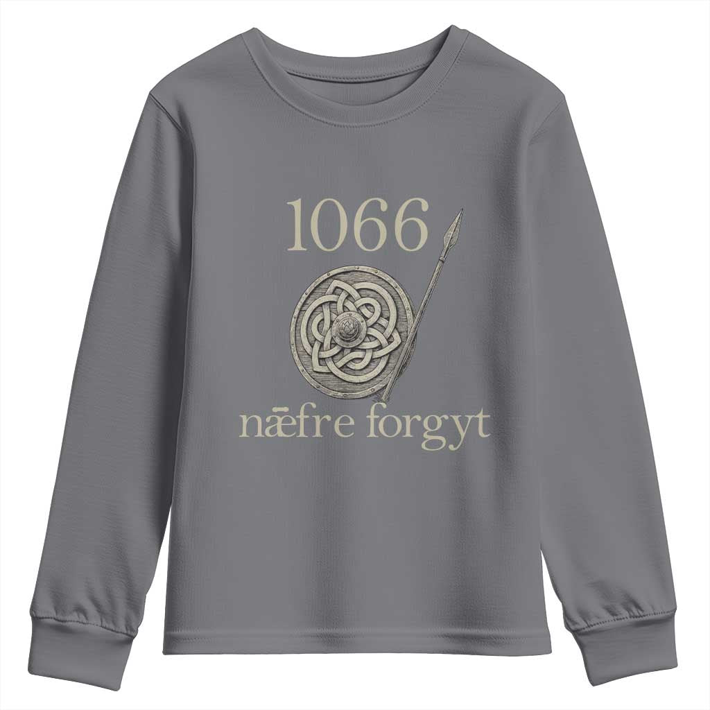 1066 Never Forget Youth Sweatshirt Battle of Hastings Old English Anglo Saxon Warrior Medieval Shield TS02 Charcoal Print Your Wear