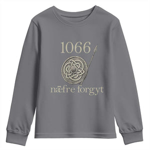 1066 Never Forget Youth Sweatshirt Battle of Hastings Old English Anglo Saxon Warrior Medieval Shield TS02 Charcoal Print Your Wear