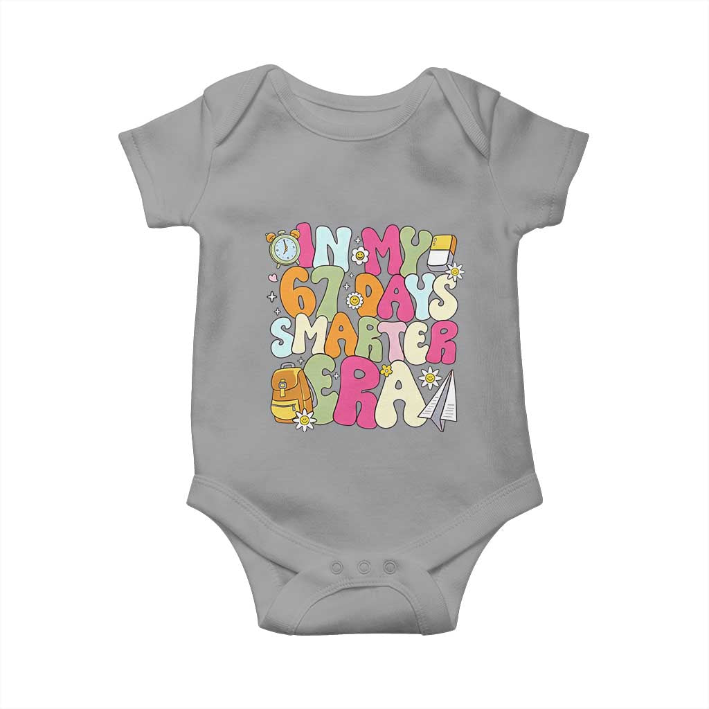 In My 67 Days Smarter Era Baby Onesie Cute Retro 6 7 Days of School Six Seven Meme TS02 Sport Gray Print Your Wear