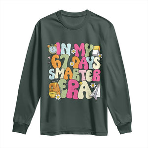 In My 67 Days Smarter Era Long Sleeve Shirt Cute Retro 6 7 Days of School Six Seven Meme TS02 Dark Forest Green Print Your Wear