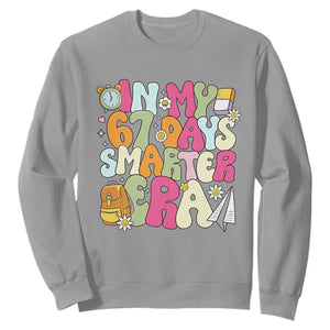 In My 67 Days Smarter Era Sweatshirt Cute Retro 6 7 Days of School Six Seven Meme TS02 Sport Gray Print Your Wear