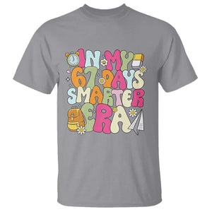 In My 67 Days Smarter Era T Shirt Cute Retro 6 7 Days of School Six Seven Meme TS02 Sport Gray Print Your Wear