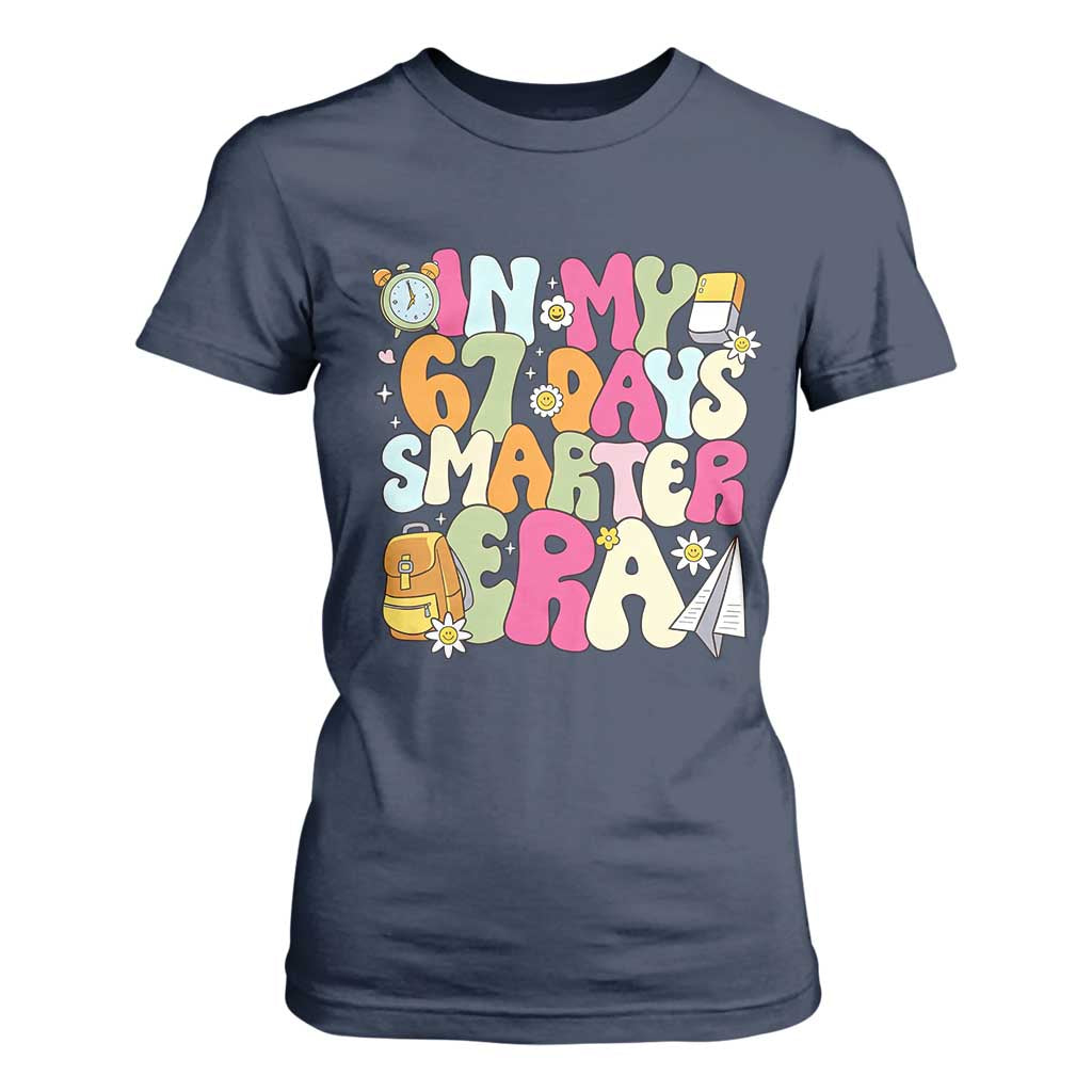In My 67 Days Smarter Era T Shirt For Women Cute Retro 6 7 Days of School Six Seven Meme TS02 Navy Print Your Wear