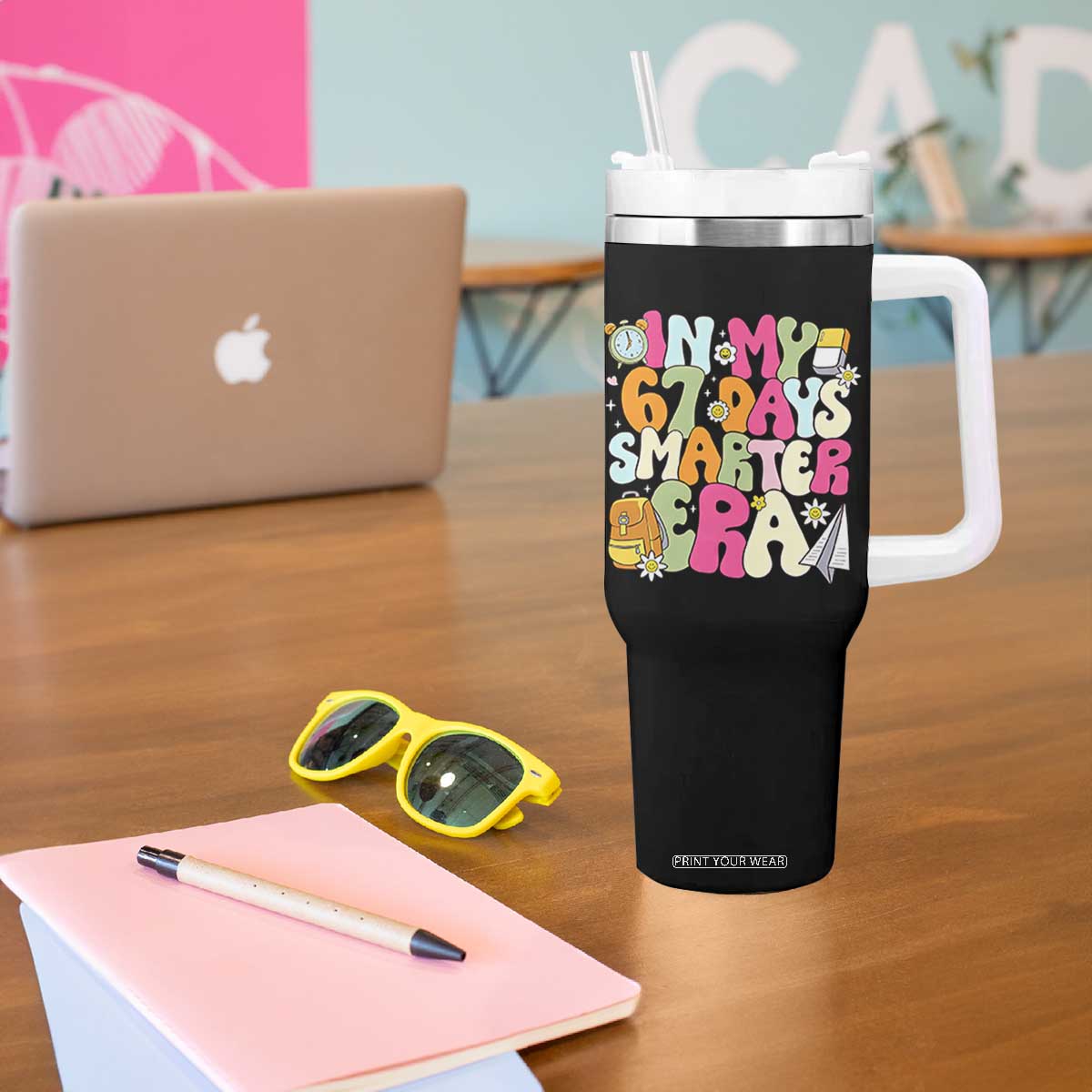 In My 67 Days Smarter Era Tumbler With Handle Cute Retro 6 7 Days of School Six Seven Meme TS02 Print Your Wear