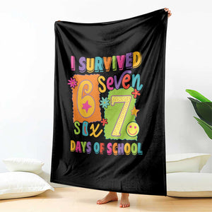 I Survived 67 Days of School Throw Blanket Funny 6 7 Six Seven Chaos Survivor for Students Teachers TS02 Print Your Wear