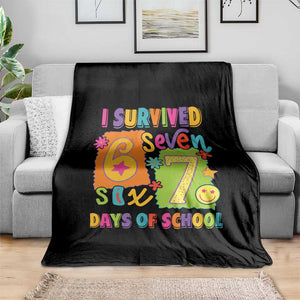 I Survived 67 Days of School Throw Blanket Funny 6 7 Six Seven Chaos Survivor for Students Teachers TS02 Print Your Wear