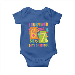 I Survived 67 Days of School Baby Onesie Funny 6 7 Six Seven Chaos Survivor for Students Teachers TS02 Royal Blue Print Your Wear