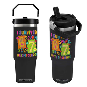 I Survived 67 Days of School Flip Straw Tumbler Funny 6 7 Six Seven Chaos Survivor for Students Teachers TS02 One Size: 30 oz Black Print Your Wear