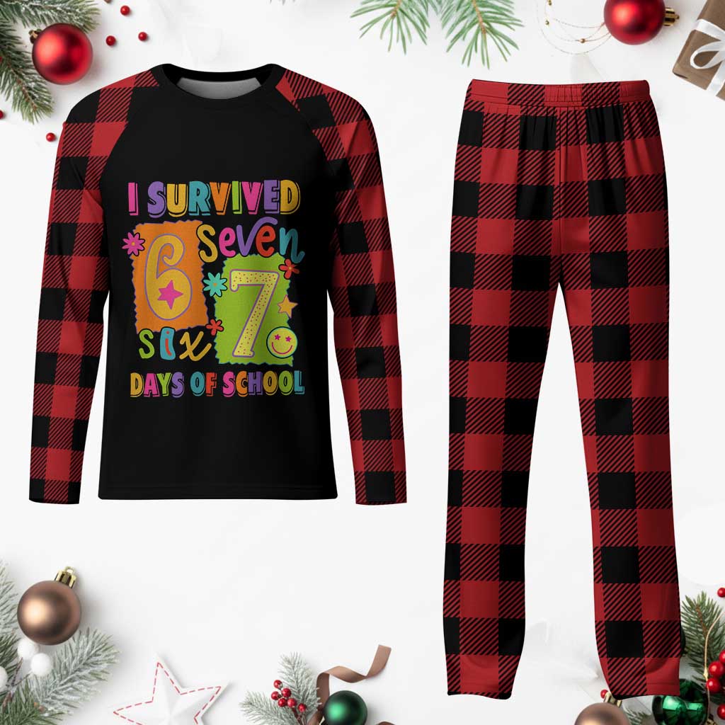 I Survived 67 Days of School Plaid Pajama Set Funny 6 7 Six Seven Chaos Survivor for Students Teachers TS02 Buffalo Plaid Print Your Wear