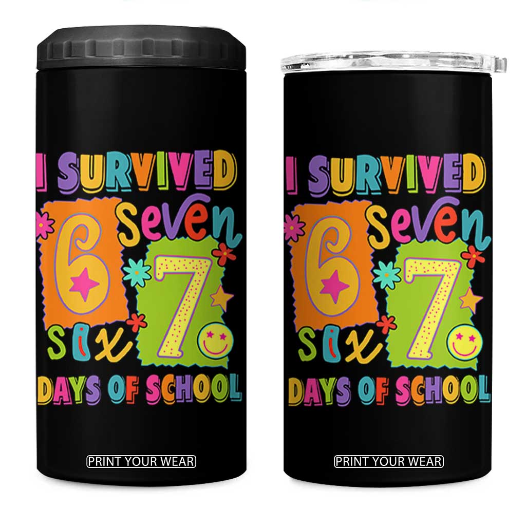 I Survived 67 Days of School 4 in 1 Can Cooler Tumbler Funny 6 7 Six Seven Chaos Survivor for Students Teachers TS02 One Size: 16 oz Black Print Your Wear
