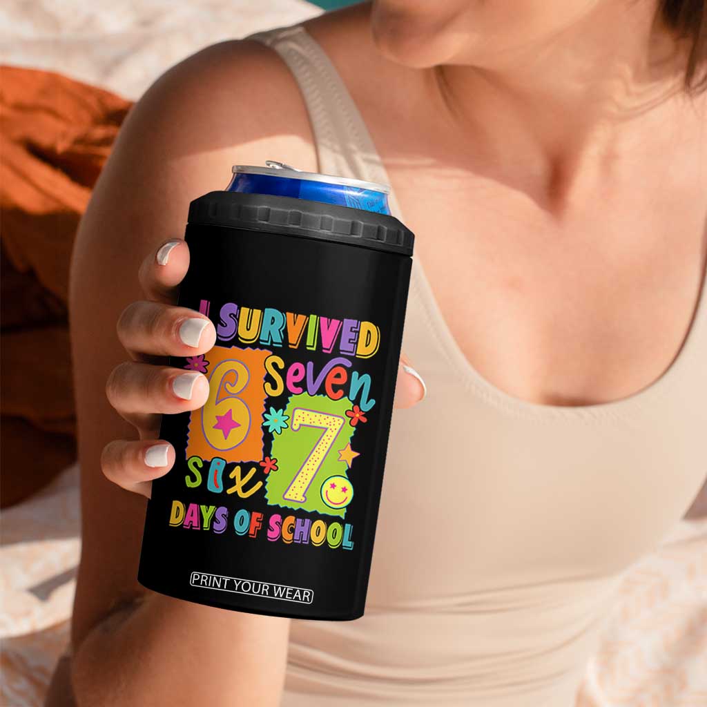 I Survived 67 Days of School 4 in 1 Can Cooler Tumbler Funny 6 7 Six Seven Chaos Survivor for Students Teachers TS02 Print Your Wear