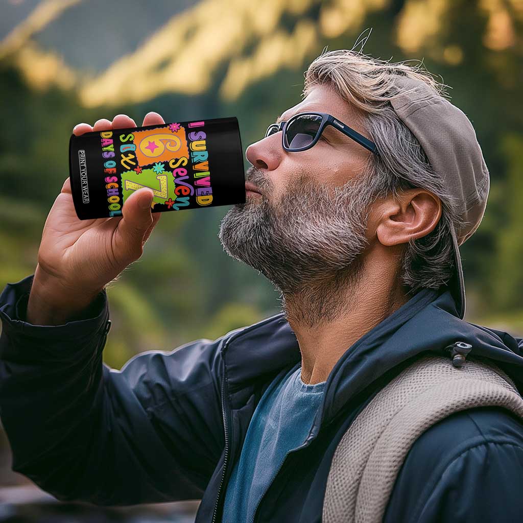 I Survived 67 Days of School 4 in 1 Can Cooler Tumbler Funny 6 7 Six Seven Chaos Survivor for Students Teachers TS02 Print Your Wear