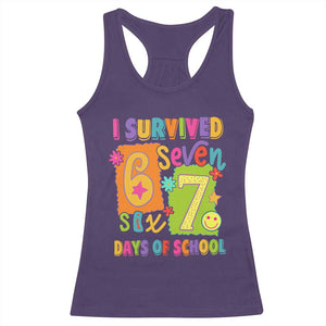 I Survived 67 Days of School Racerback Tank Top Funny 6 7 Six Seven Chaos Survivor for Students Teachers TS02 Purple Print Your Wear