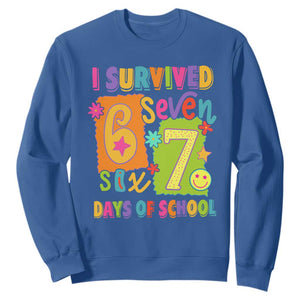 I Survived 67 Days of School Sweatshirt Funny 6 7 Six Seven Chaos Survivor for Students Teachers TS02 Royal Blue Print Your Wear