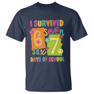 I Survived 67 Days of School T Shirt Funny 6 7 Six Seven Chaos Survivor for Students Teachers TS02 Navy Print Your Wear