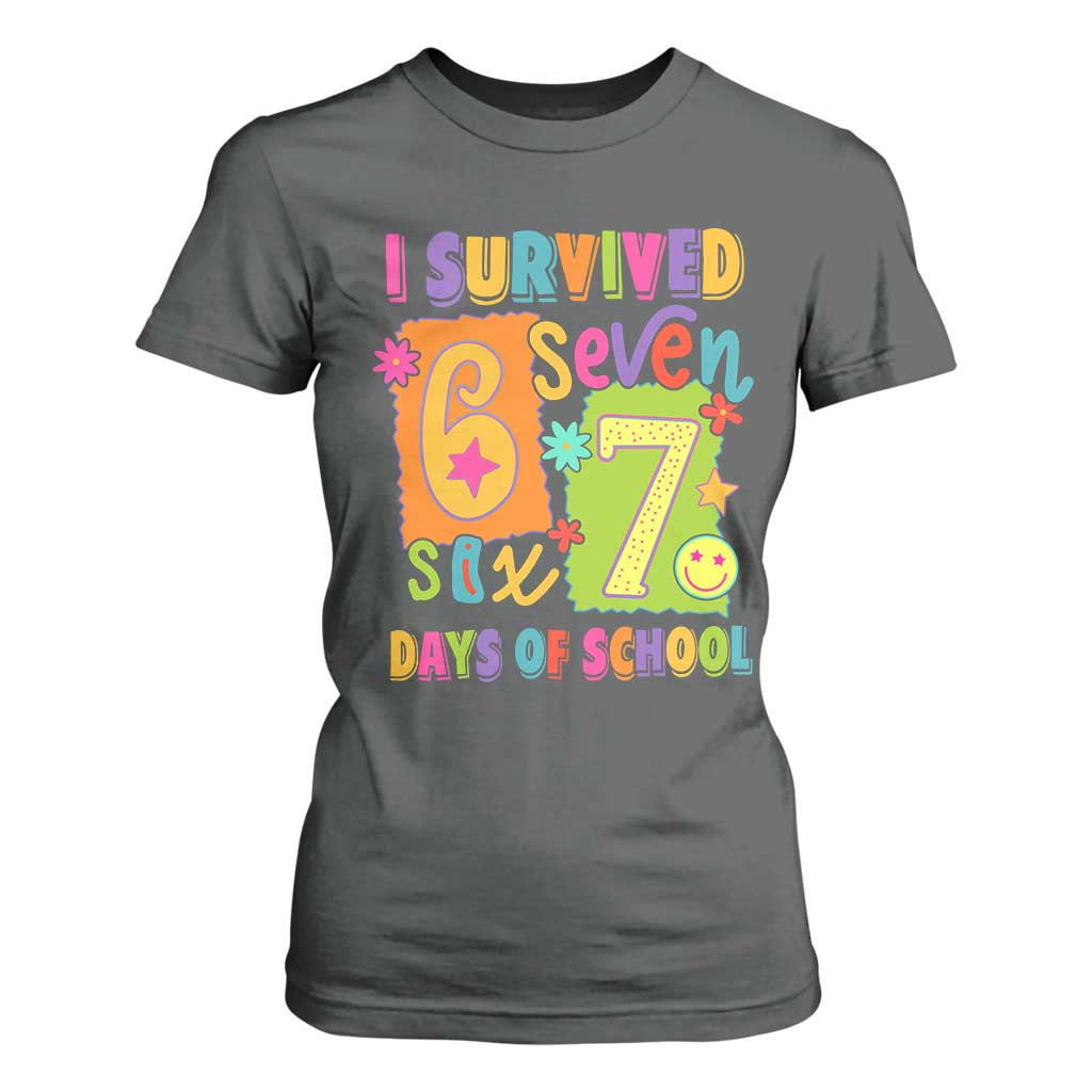 I Survived 67 Days of School T Shirt For Women Funny 6 7 Six Seven Chaos Survivor for Students Teachers TS02 Dark Heather Print Your Wear