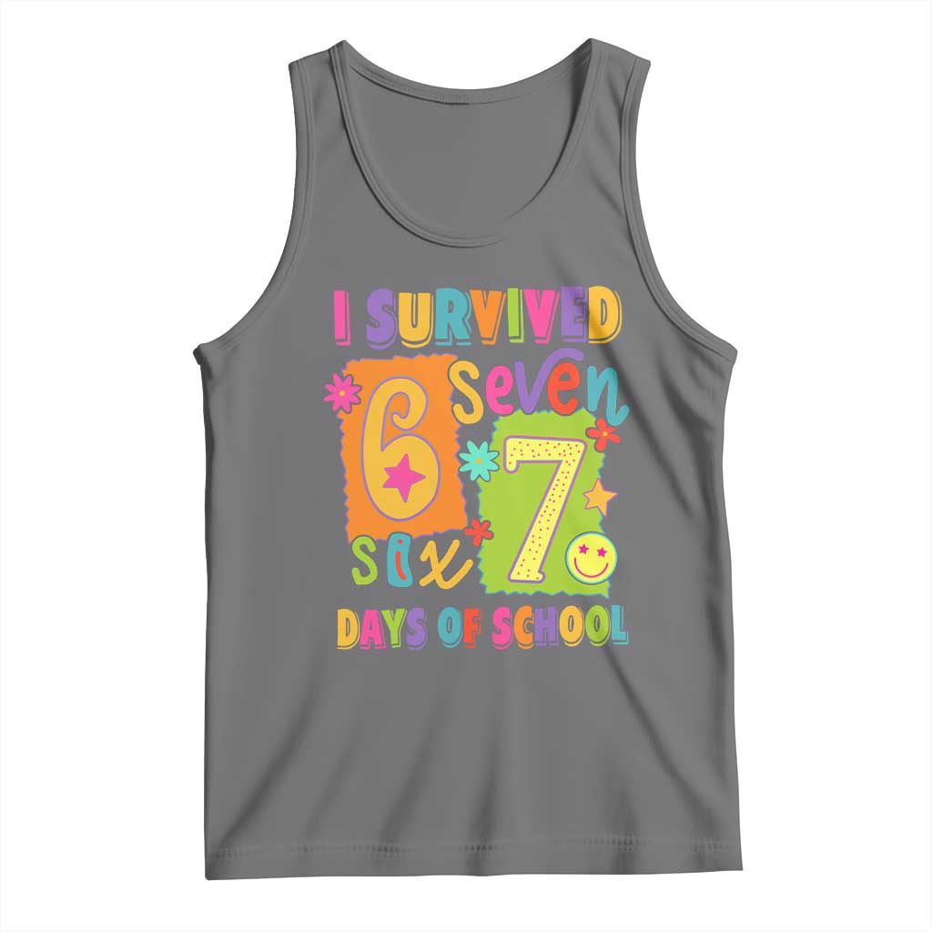I Survived 67 Days of School Tank Top Funny 6 7 Six Seven Chaos Survivor for Students Teachers TS02 Black Heather Print Your Wear