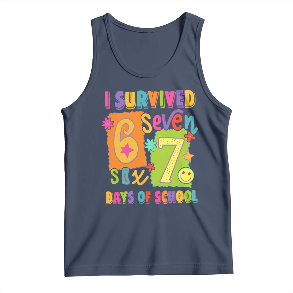 I Survived 67 Days of School Tank Top Funny 6 7 Six Seven Chaos Survivor for Students Teachers TS02 Navy Print Your Wear