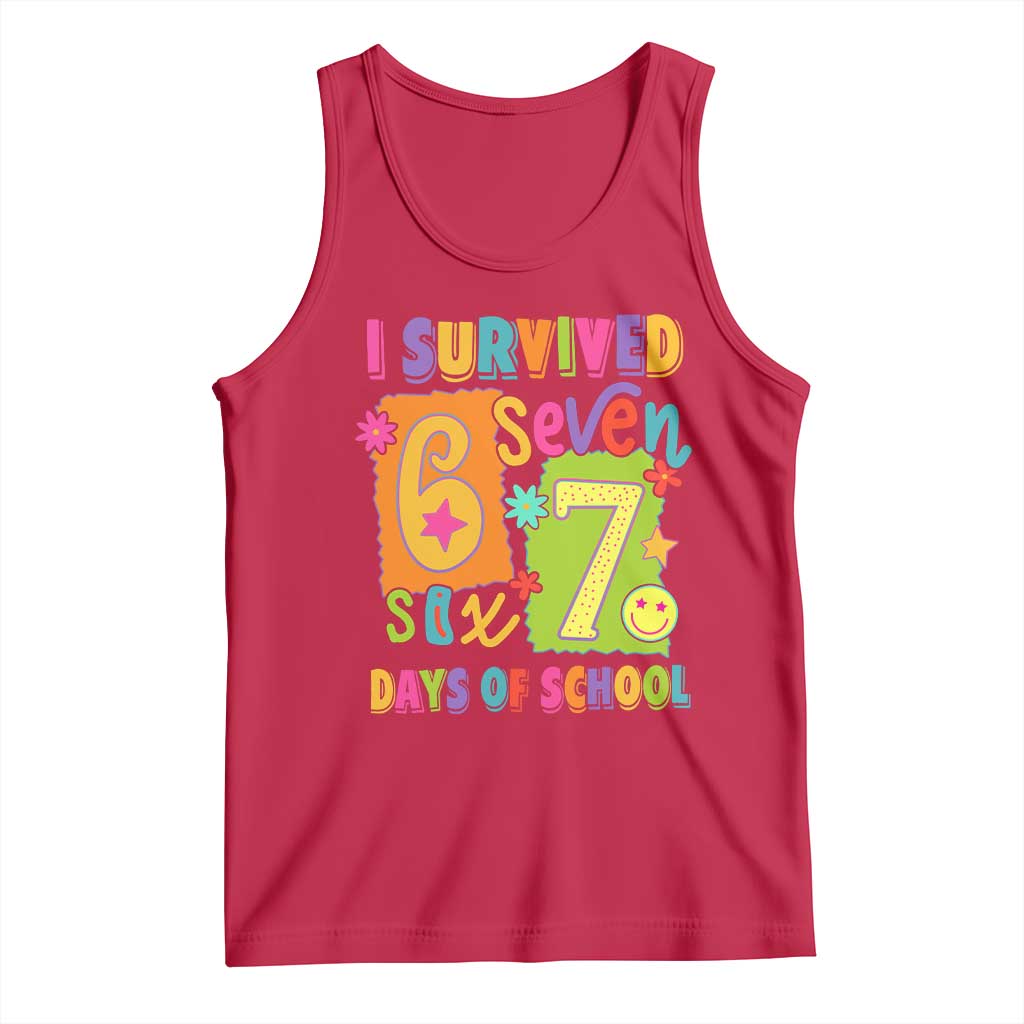 I Survived 67 Days of School Tank Top Funny 6 7 Six Seven Chaos Survivor for Students Teachers TS02 Red Print Your Wear