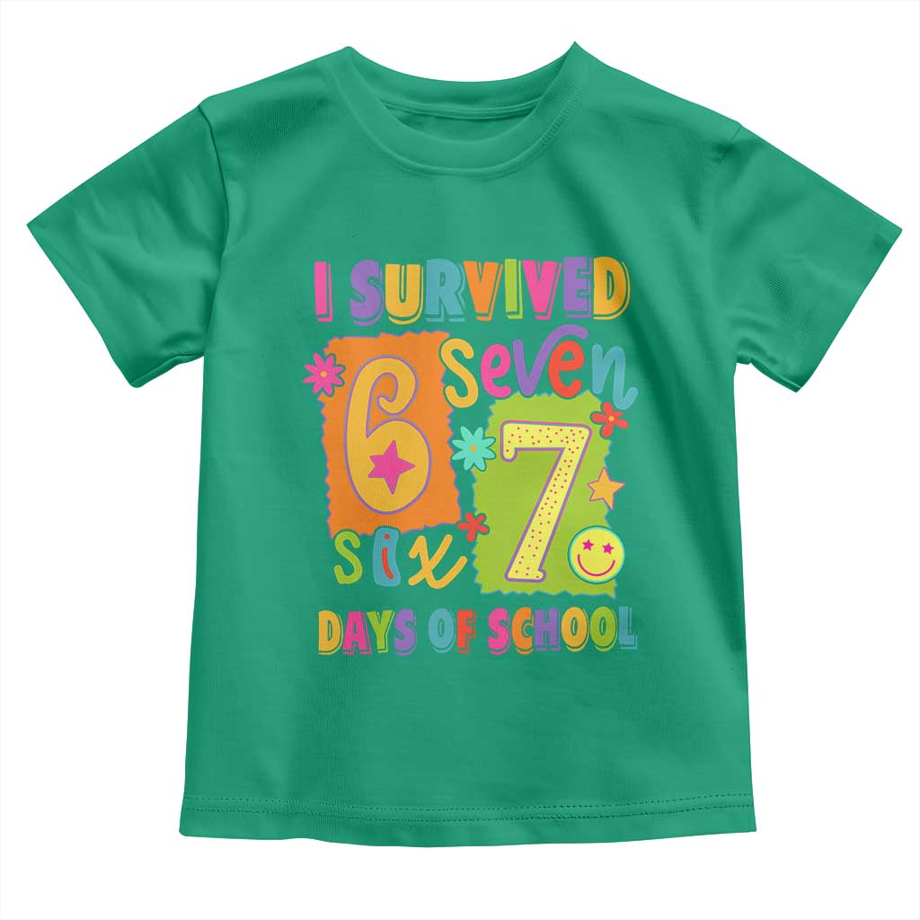 I Survived 67 Days of School Toddler T Shirt Funny 6 7 Six Seven Chaos Survivor for Students Teachers TS02 Irish Green Print Your Wear