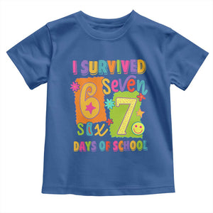 I Survived 67 Days of School Toddler T Shirt Funny 6 7 Six Seven Chaos Survivor for Students Teachers TS02 Royal Blue Print Your Wear
