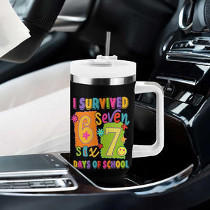 I Survived 67 Days of School Tumbler With Handle Funny 6 7 Six Seven Chaos Survivor for Students Teachers TS02 Print Your Wear