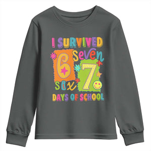 I Survived 67 Days of School Youth Sweatshirt Funny 6 7 Six Seven Chaos Survivor for Students Teachers TS02 Dark Heather Print Your Wear