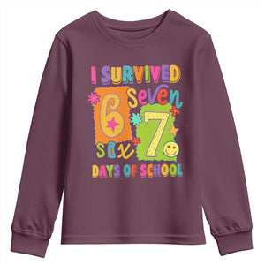 I Survived 67 Days of School Youth Sweatshirt Funny 6 7 Six Seven Chaos Survivor for Students Teachers TS02 Maroon Print Your Wear