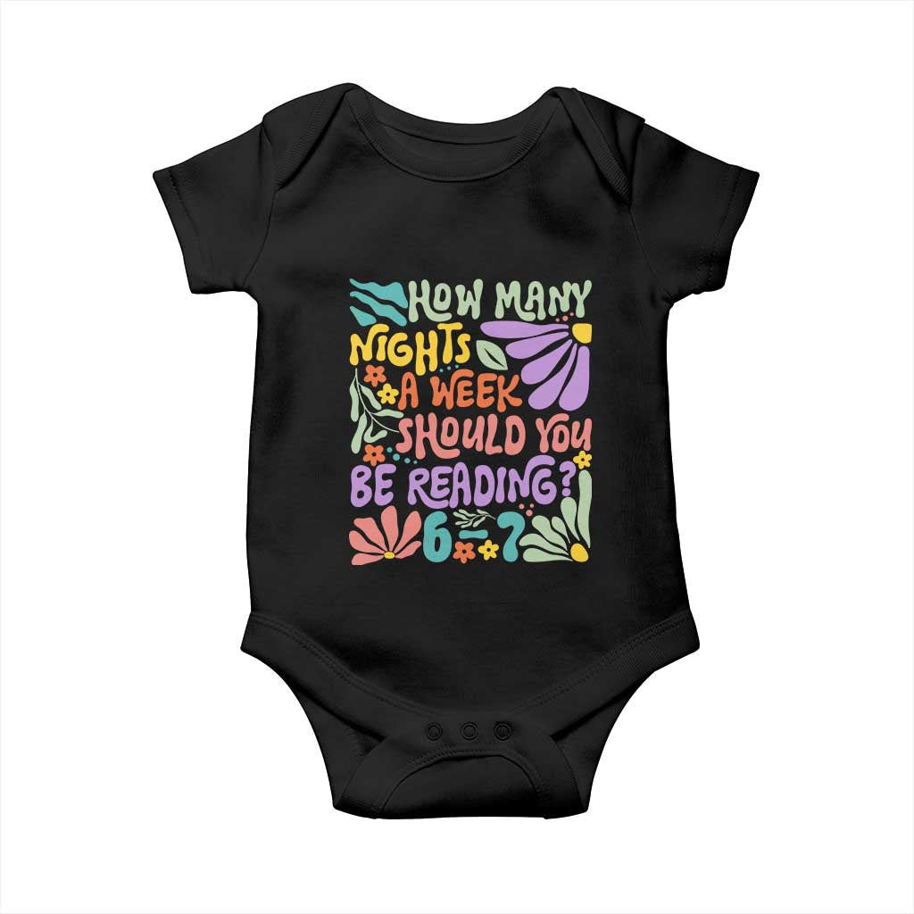 How Many Nights Should You Be Reading 6 7 Baby Onesie Retro Funny 67 Six Seven Meme Book Lover TS02 Black Print Your Wear