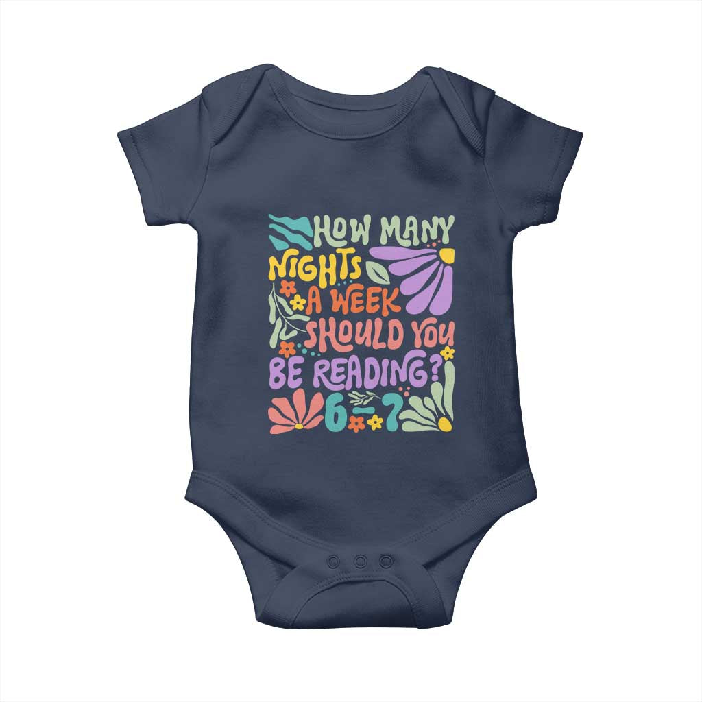 How Many Nights Should You Be Reading 6 7 Baby Onesie Retro Funny 67 Six Seven Meme Book Lover TS02 Navy Print Your Wear