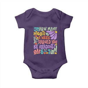 How Many Nights Should You Be Reading 6 7 Baby Onesie Retro Funny 67 Six Seven Meme Book Lover TS02 Purple Print Your Wear