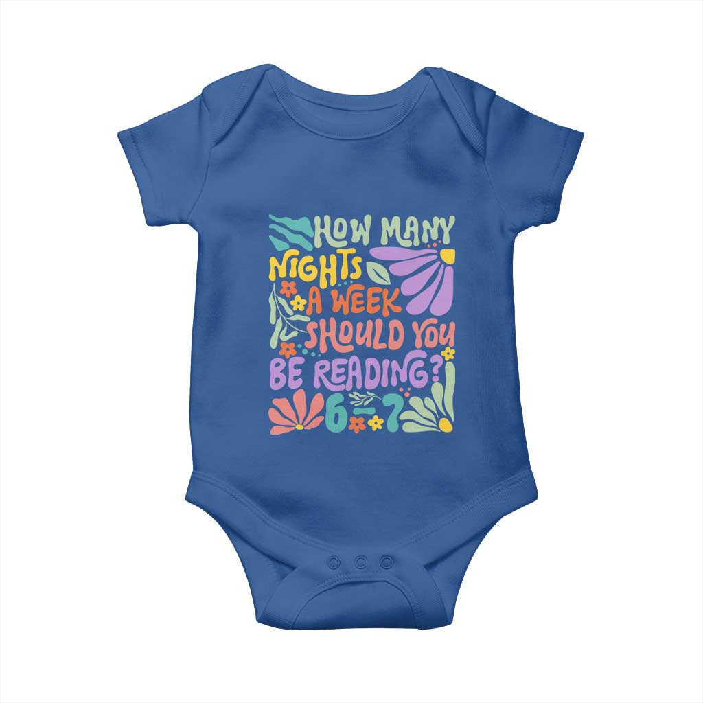 How Many Nights Should You Be Reading 6 7 Baby Onesie Retro Funny 67 Six Seven Meme Book Lover TS02 Royal Blue Print Your Wear