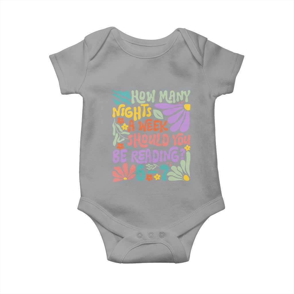 How Many Nights Should You Be Reading 6 7 Baby Onesie Retro Funny 67 Six Seven Meme Book Lover TS02 Sport Gray Print Your Wear