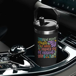 How Many Nights Should You Be Reading 6 7 Flip Straw Tumbler Retro Funny 67 Six Seven Meme Book Lover TS02 Print Your Wear