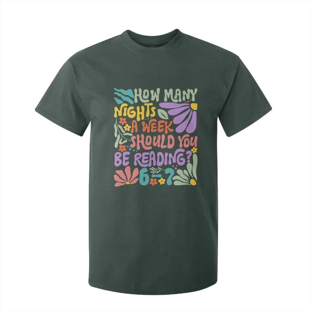 How Many Nights Should You Be Reading 6 7 T Shirt For Kid Retro Funny 67 Six Seven Meme Book Lover TS02 Dark Forest Green Print Your Wear