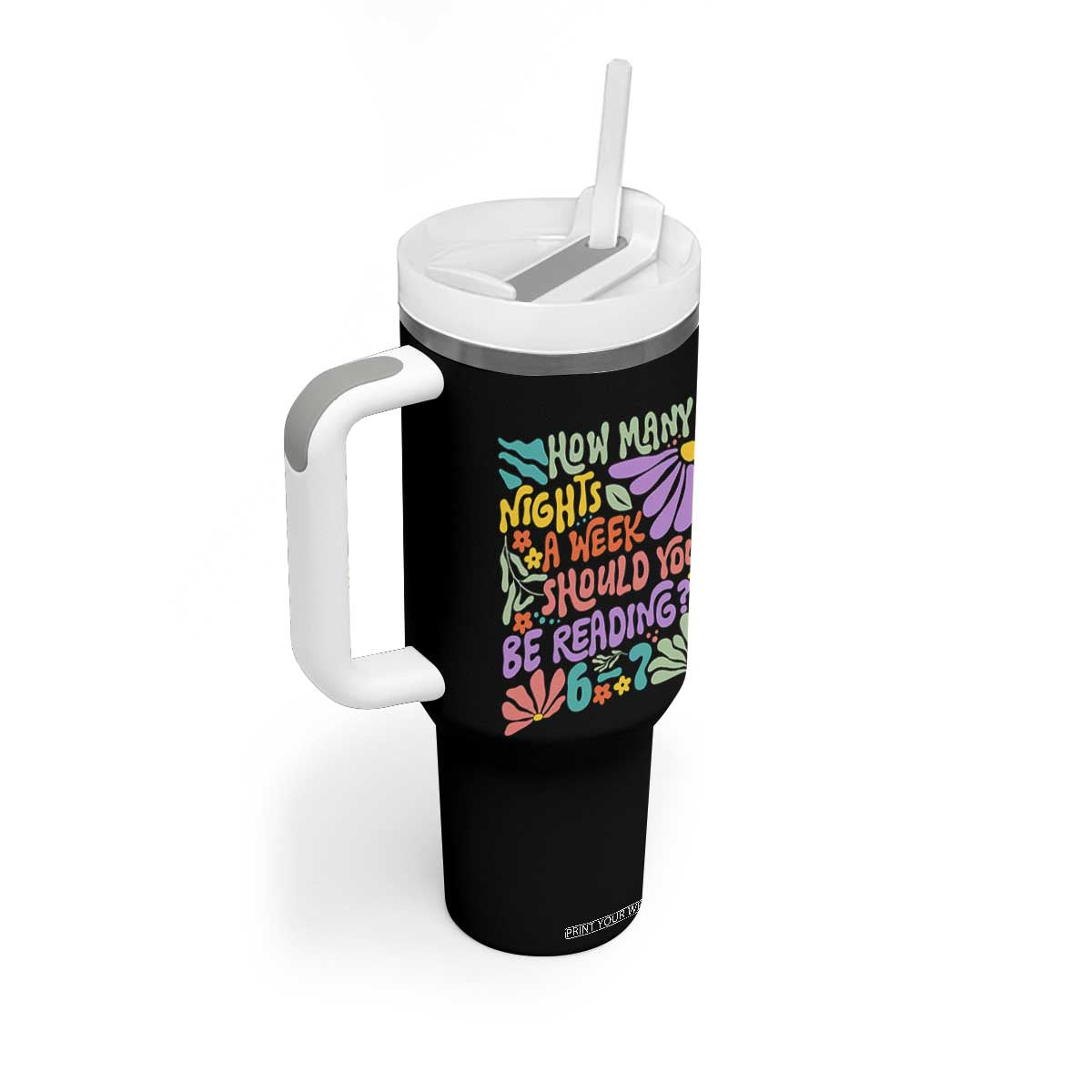 How Many Nights Should You Be Reading 6 7 Tumbler With Handle Retro Funny 67 Six Seven Meme Book Lover TS02 Print Your Wear