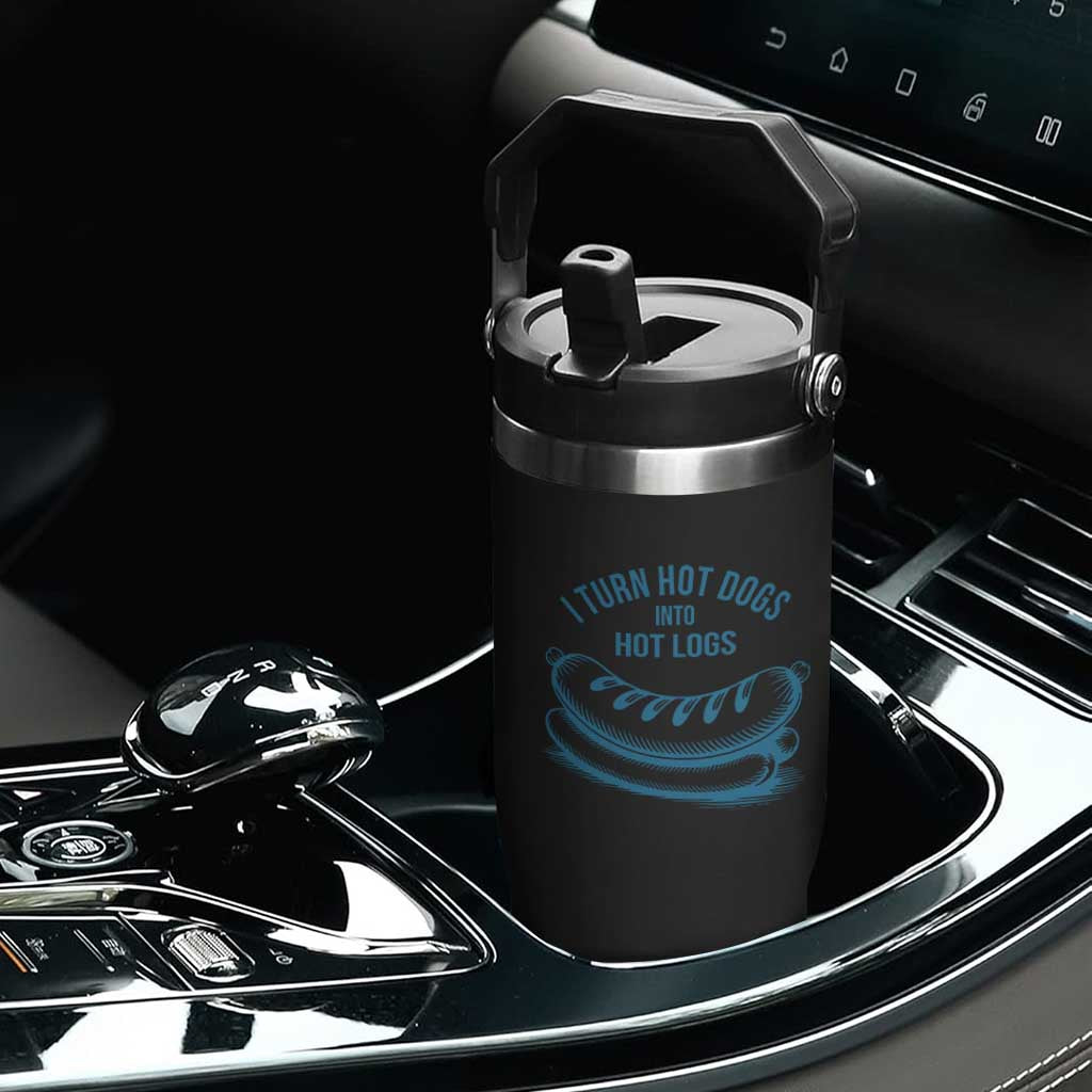 I Turn Hot Dogs Into Hot Logs Flip Straw Tumbler Funny Food Pun for BBQ Bros Toilet Humor Kings TS02 Print Your Wear