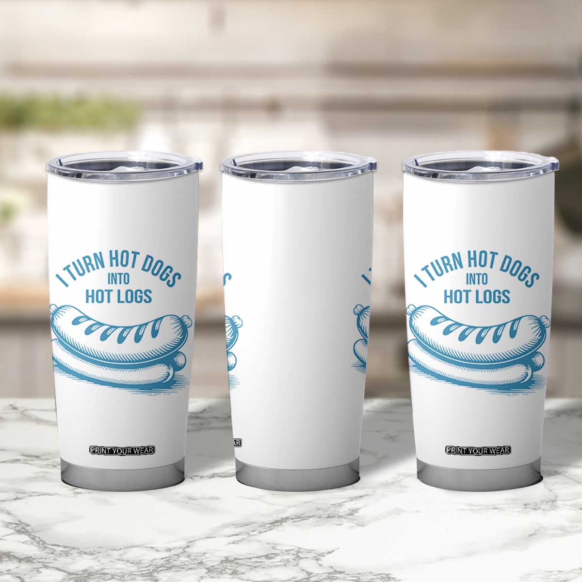 I Turn Hot Dogs Into Hot Logs Tumbler Cup Funny Food Pun for BBQ Bros Toilet Humor Kings TS02 Print Your Wear
