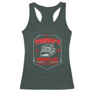 Funny Trump 2024 Racerback Tank Top Snowflake Removal Service Humorous Sarcasm TS02 Dark Forest Green Print Your Wear