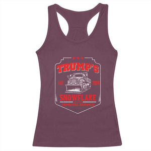 Funny Trump 2024 Racerback Tank Top Snowflake Removal Service Humorous Sarcasm TS02 Maroon Print Your Wear