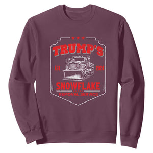 Funny Trump 2024 Sweatshirt Snowflake Removal Service Humorous Sarcasm TS02 Maroon Print Your Wear