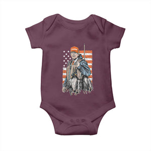 Trump Camo Duck Hunting Baby Onesie Hello Hunting Season US Flag TS02 Maroon Print Your Wear
