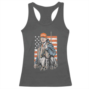Trump Camo Duck Hunting Racerback Tank Top Hello Hunting Season US Flag TS02 Dark Heather Print Your Wear
