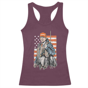 Trump Camo Duck Hunting Racerback Tank Top Hello Hunting Season US Flag TS02 Maroon Print Your Wear