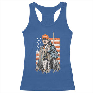Trump Camo Duck Hunting Racerback Tank Top Hello Hunting Season US Flag TS02 Royal Blue Print Your Wear