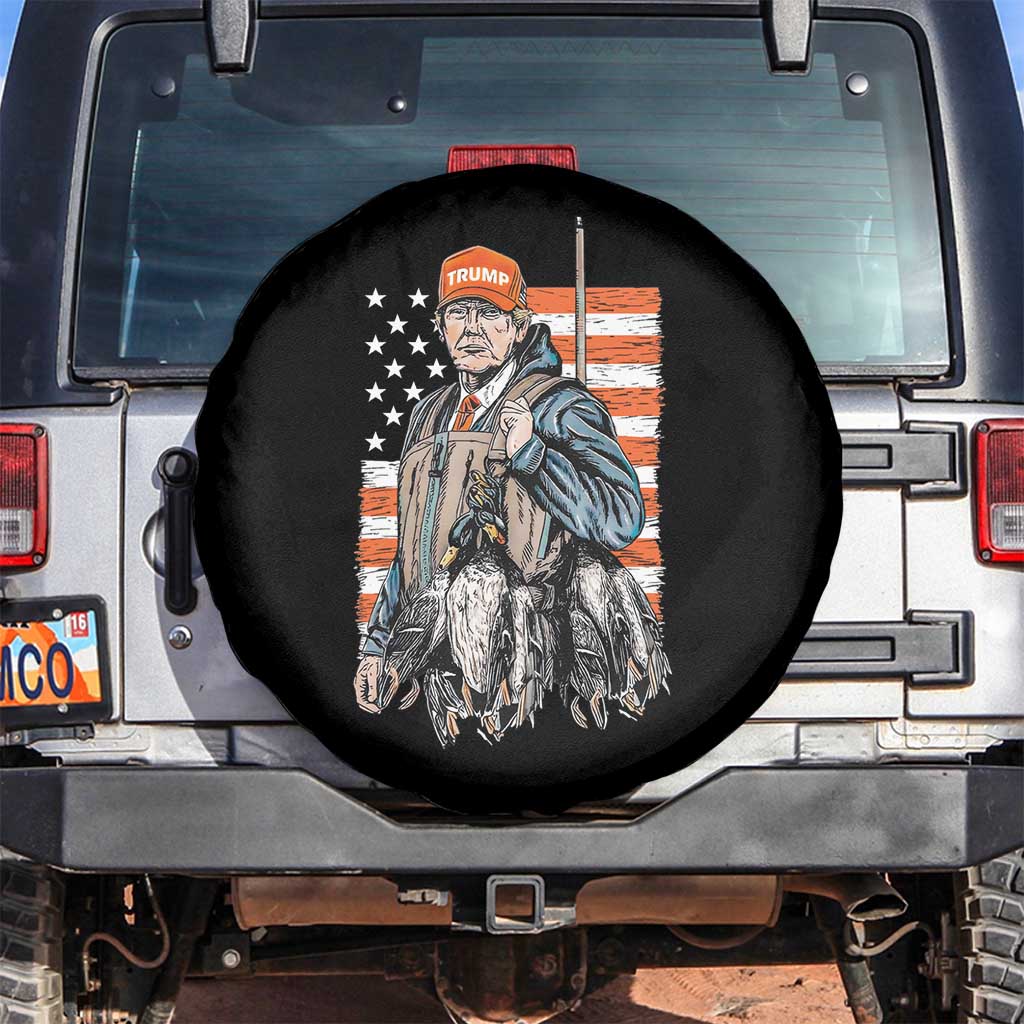 Trump Camo Duck Hunting Spare Tire Cover Hello Hunting Season US Flag TS02 No hole Black Print Your Wear
