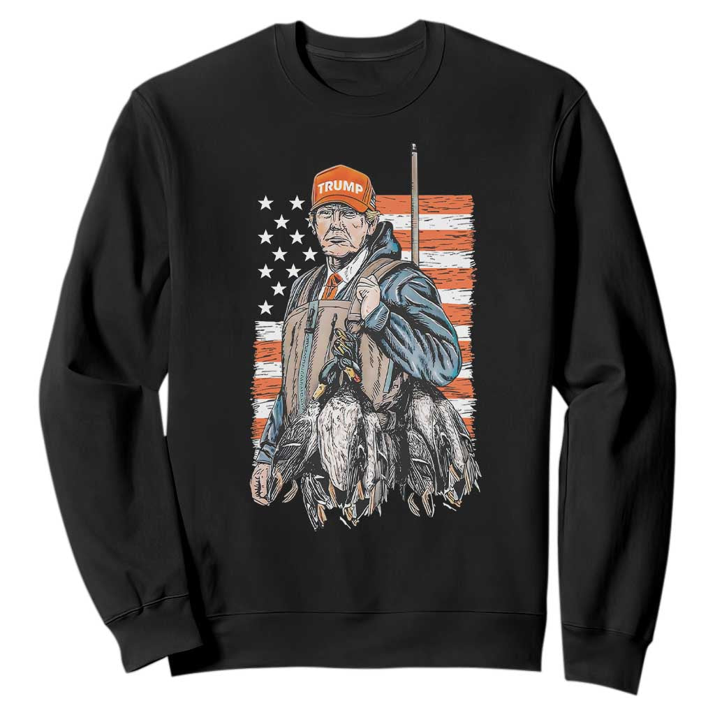 Trump Camo Duck Hunting Sweatshirt Hello Hunting Season US Flag TS02 Black Print Your Wear