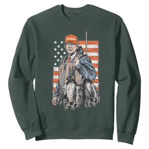 Trump Camo Duck Hunting Sweatshirt Hello Hunting Season US Flag TS02 Dark Forest Green Print Your Wear
